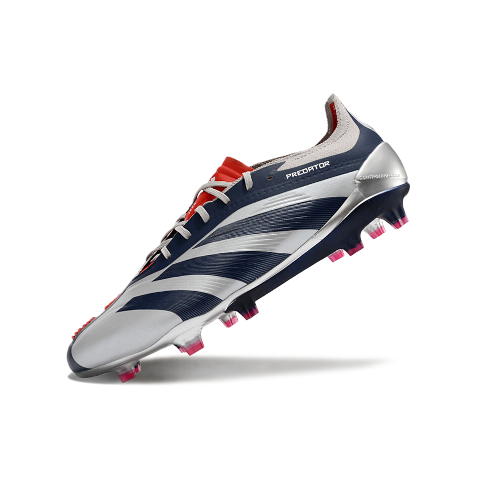 Chuteira Campo Adidas Predator Elite FG Prata e Azul 