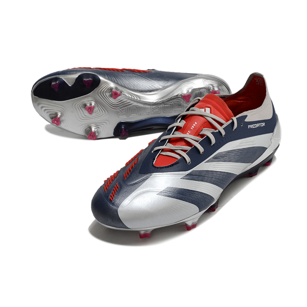 Chuteira Campo Adidas Predator Elite FG Prata e Azul 