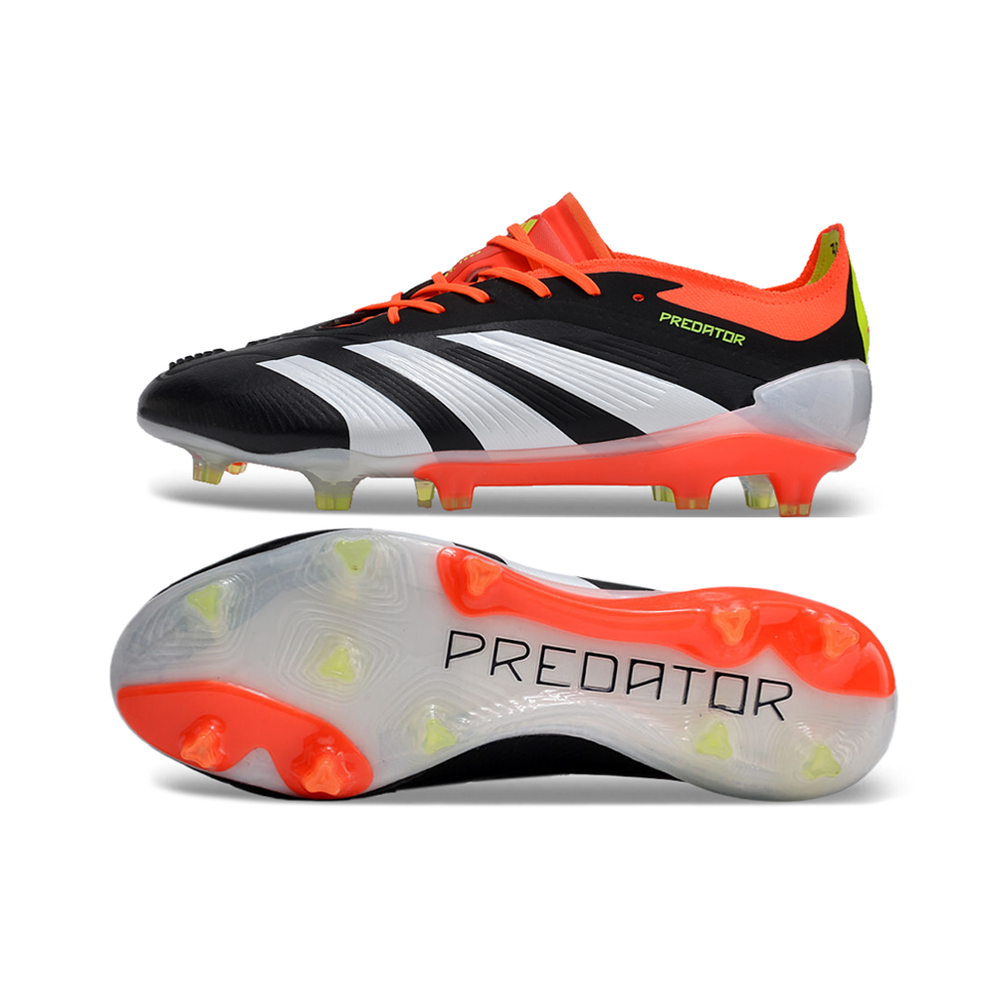 Chuteira Campo Adidas Predator Elite FG Preta, Laranja e Branco 