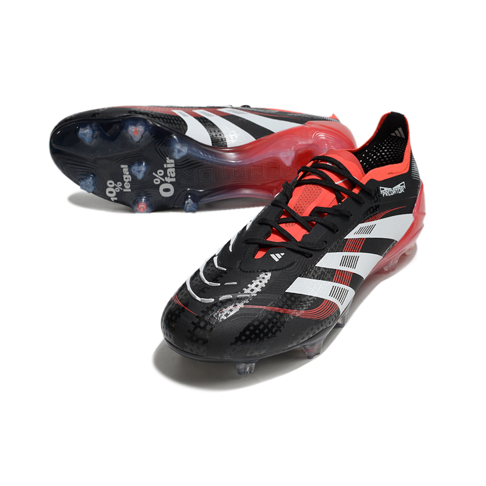 Chuteira Campo Adidas Predator Elite FG Preta, Laranja e Branco 