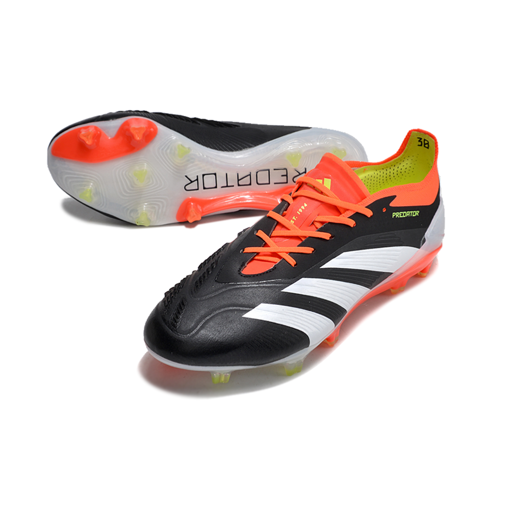 Chuteira Campo Adidas Predator Elite FG Preta, Laranja e Branco 