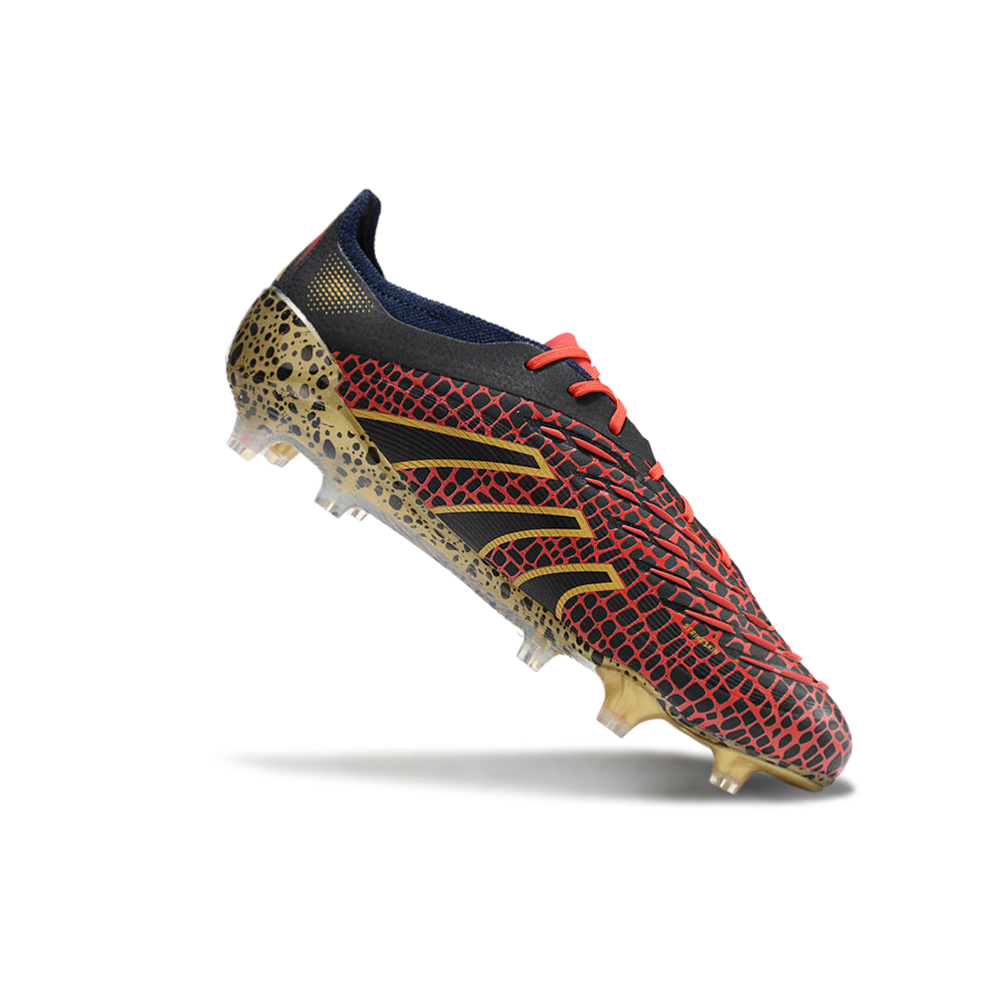 Chuteira Campo Adidas Predator Elite FG Preta, Vermelha e Dourado