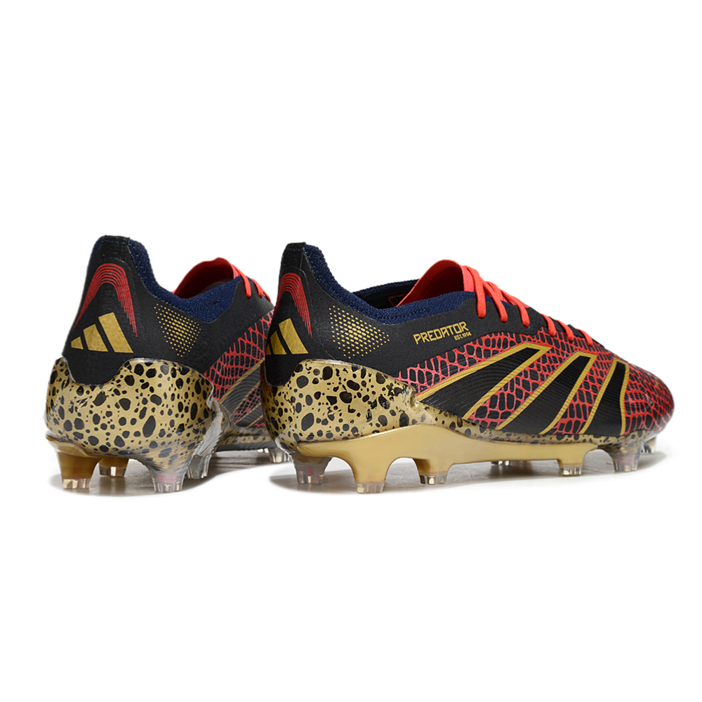 Chuteira Campo Adidas Predator Elite FG Preta, Vermelha e Dourado