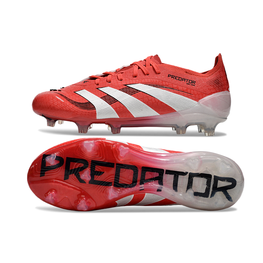 Chuteira Campo Adidas Predator Elite FG Vermelha e Branca 