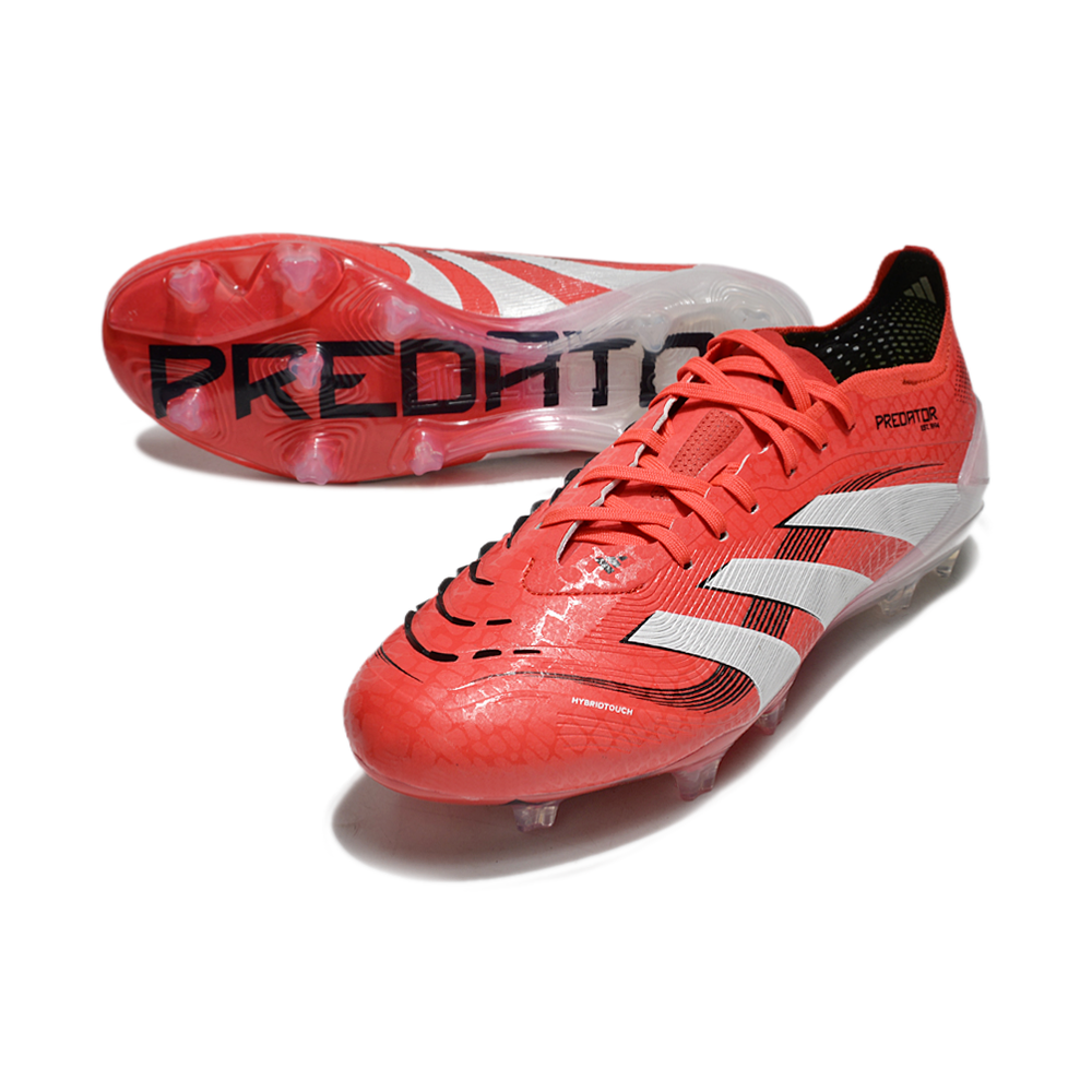 Chuteira Campo Adidas Predator Elite FG Vermelha e Branca 