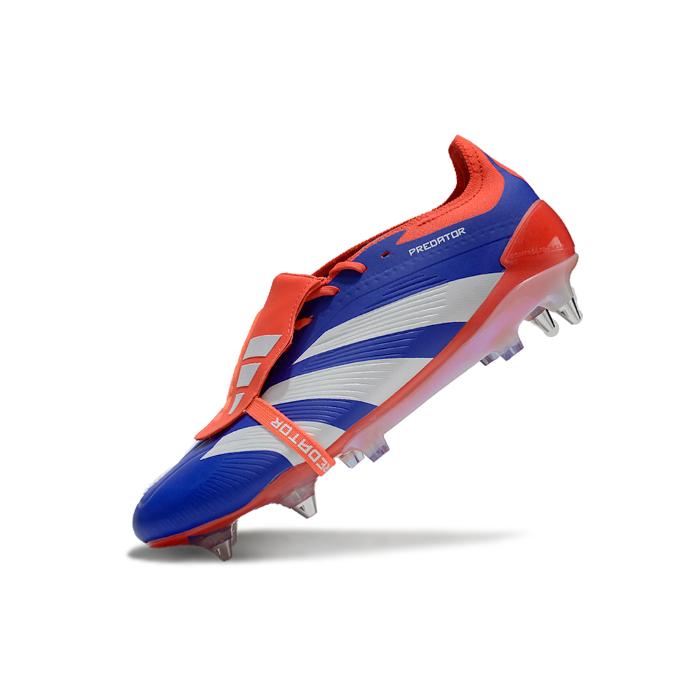 Chuteira Campo Adidas Predator Elite FT 30 Ponta de Aluminio Azul, Vermelho e Branco
