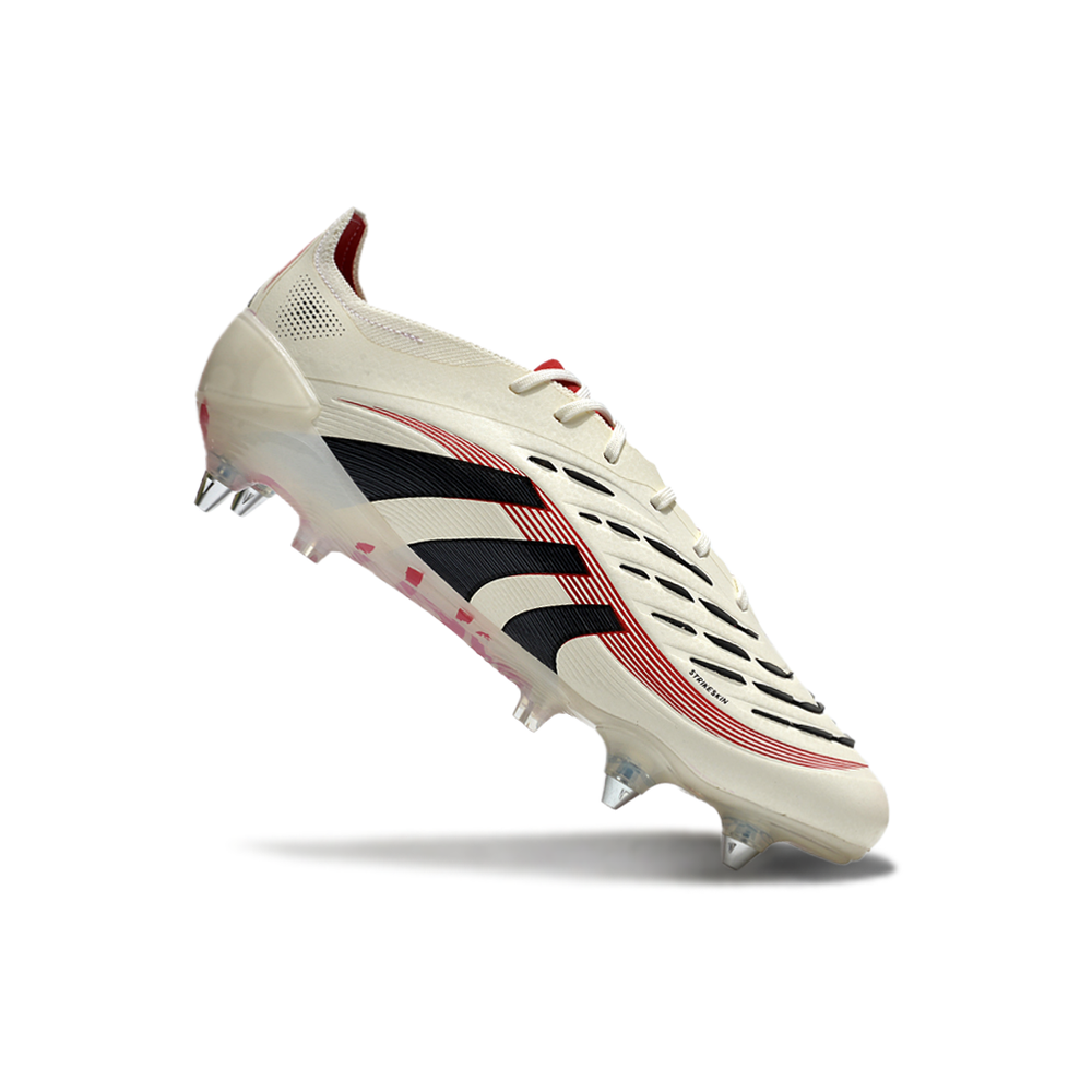 Chuteira Campo Adidas Predator Elite FT 30 Ponta de Aluminio Bege, Vermelha e Preta