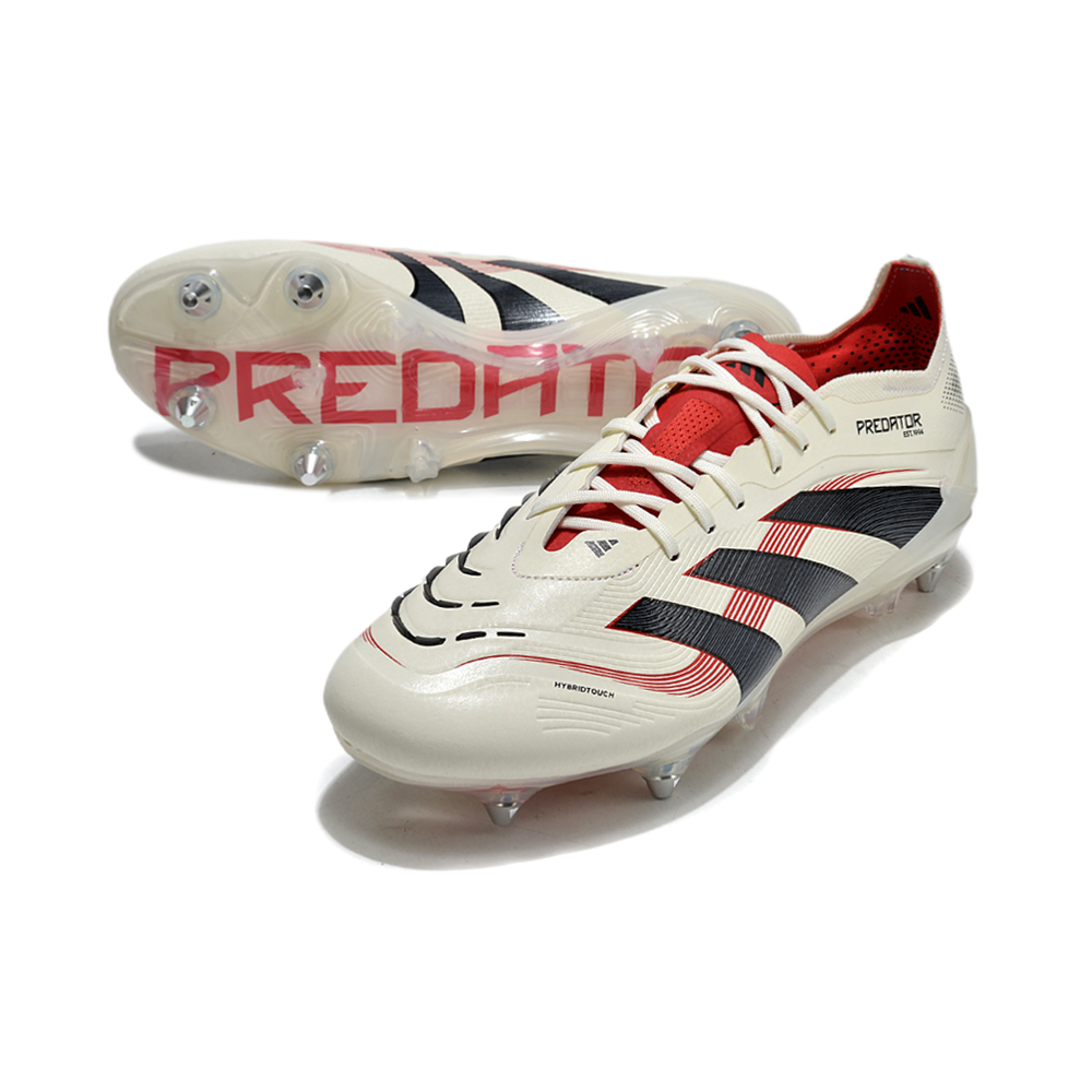 Chuteira Campo Adidas Predator Elite FT 30 Ponta de Aluminio Bege, Vermelha e Preta