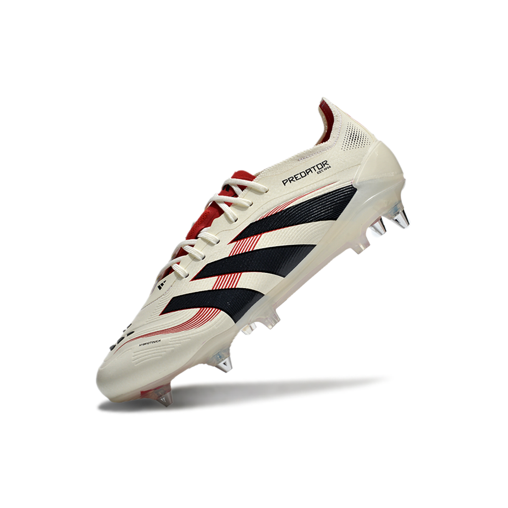 Chuteira Campo Adidas Predator Elite FT 30 Ponta de Aluminio Bege, Vermelha e Preta