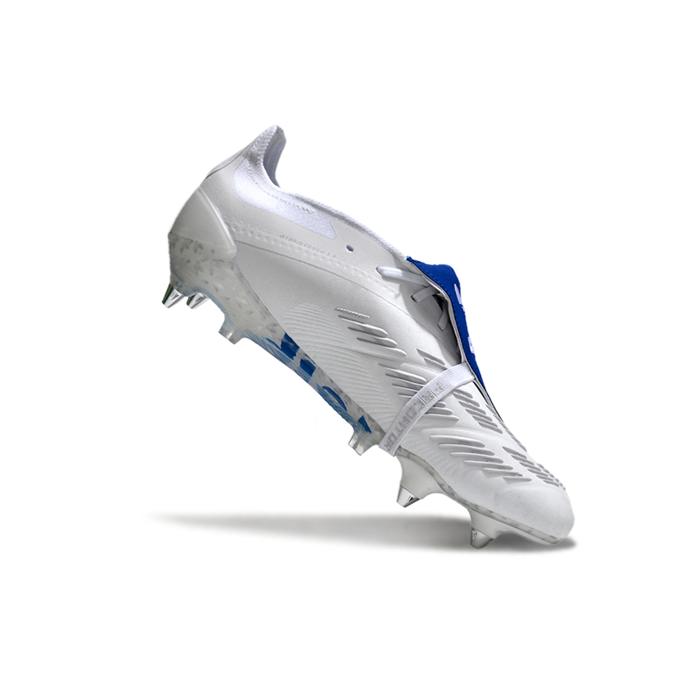 Chuteira Campo Adidas Predator Elite FT 30 Ponta de Aluminio Branca e Azul 