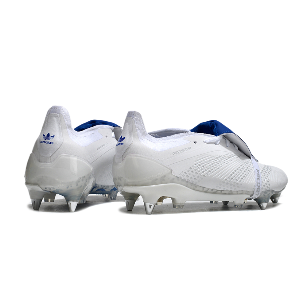 Chuteira Campo Adidas Predator Elite FT 30 Ponta de Aluminio Branca e Azul 