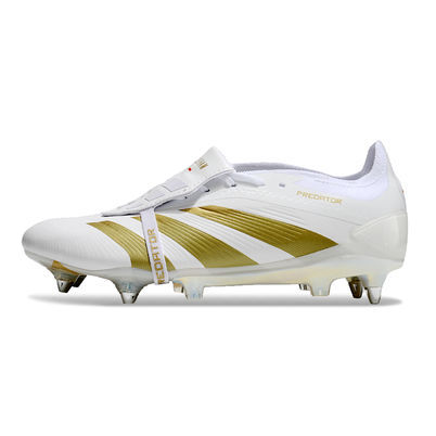 Chuteira Campo Adidas Predator Elite FT 30 Ponta de Aluminio Branca e Dourada 