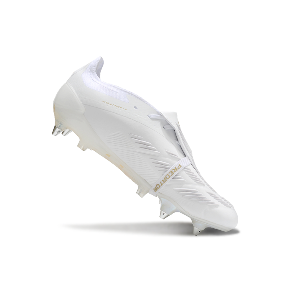 Chuteira Campo Adidas Predator Elite FT 30 Ponta de Aluminio Branca e Dourada 