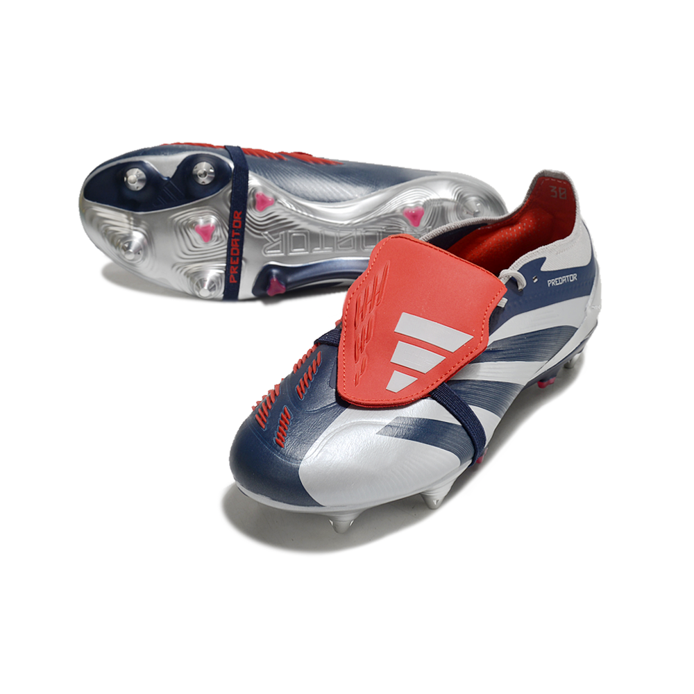 Chuteira Campo Adidas Predator Elite FT 30 Ponta de Aluminio Prata e Azul 