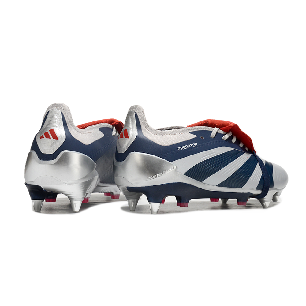 Chuteira Campo Adidas Predator Elite FT 30 Ponta de Aluminio Prata e Azul 
