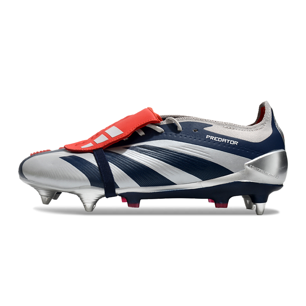 Chuteira Campo Adidas Predator Elite FT 30 Ponta de Aluminio Prata e Azul 