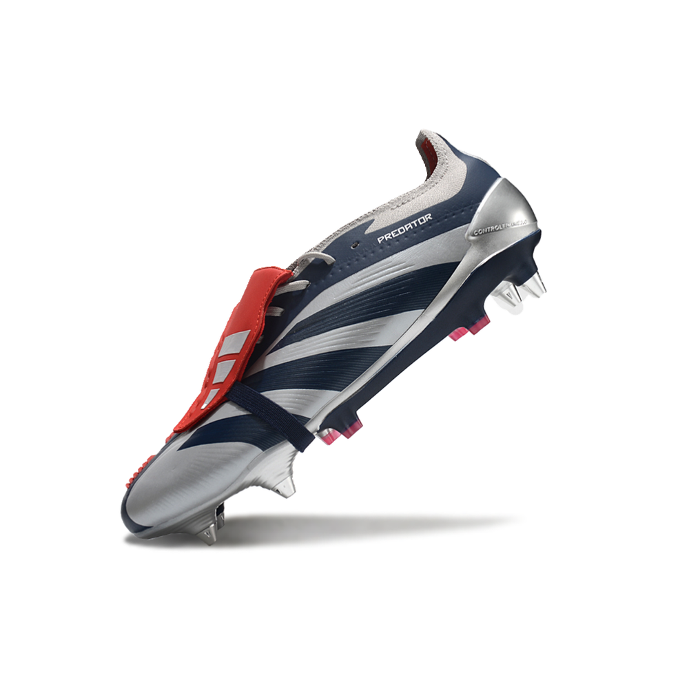 Chuteira Campo Adidas Predator Elite FT 30 Ponta de Aluminio Prata e Azul 