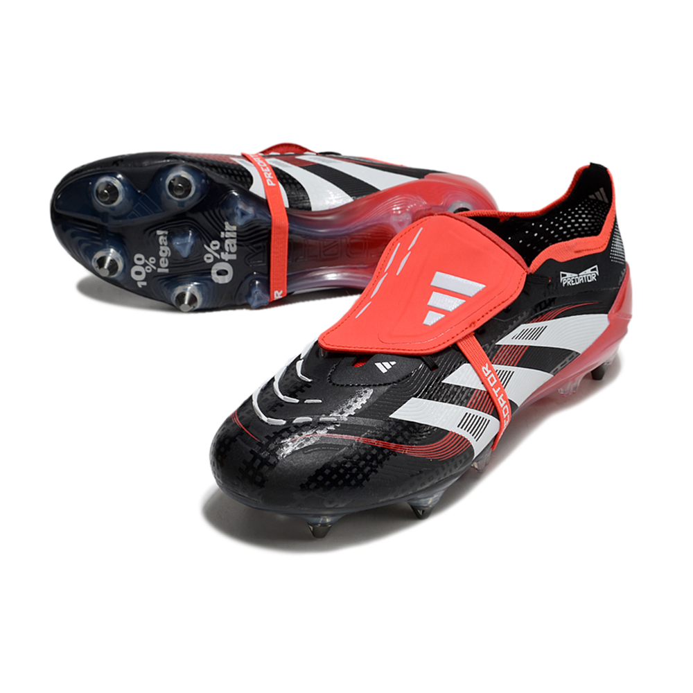 Chuteira Campo Adidas Predator Elite FT 30 Ponta de Aluminio Preta e Vermelha 