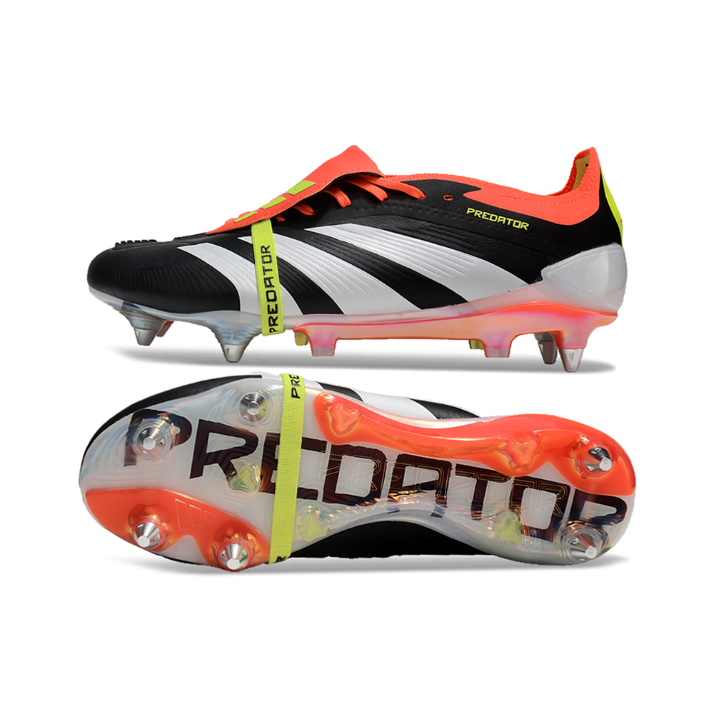 Chuteira Campo Adidas Predator Elite FT 30 Ponta de Aluminio Preto, Laranja e Branco 