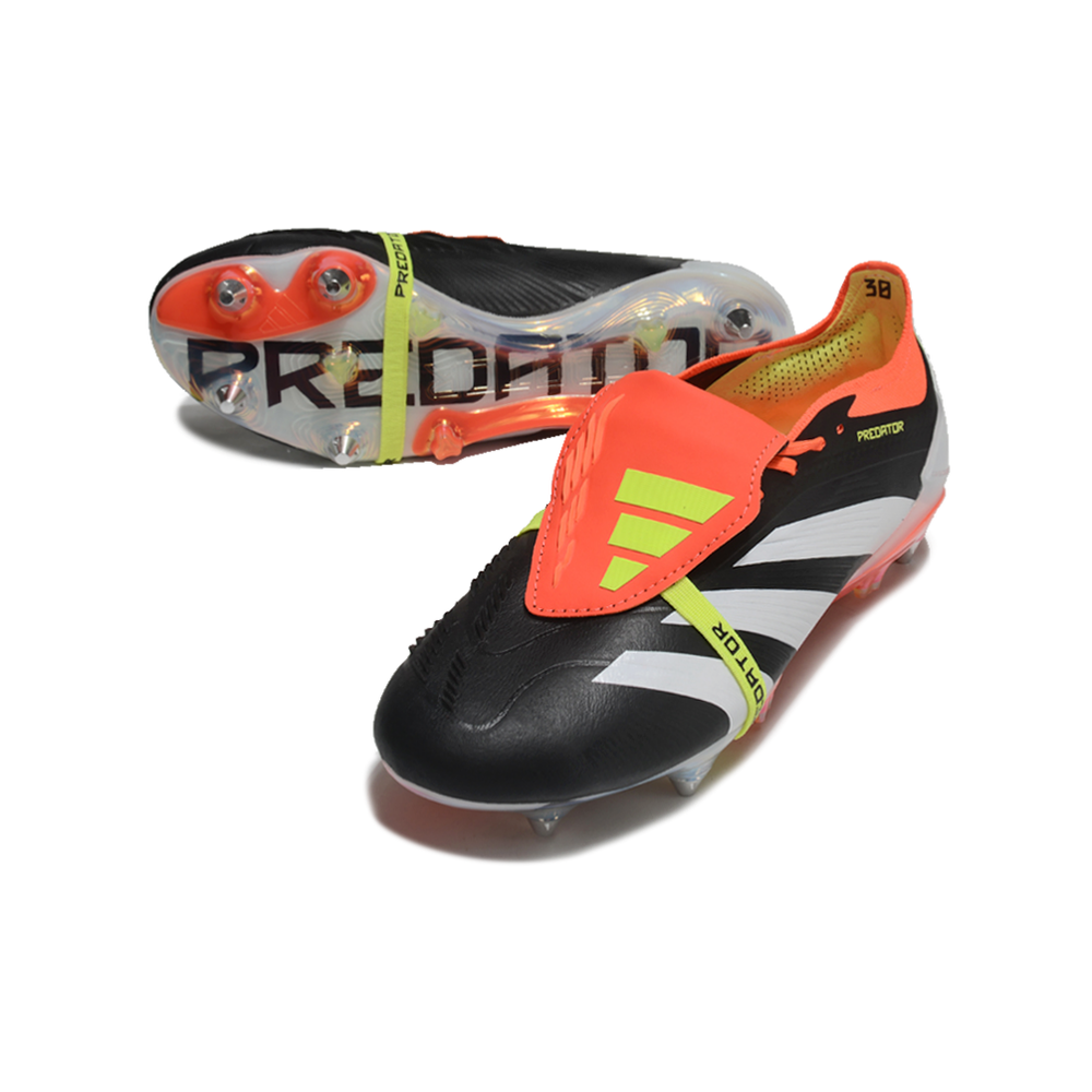 Chuteira Campo Adidas Predator Elite FT 30 Ponta de Aluminio Preto, Laranja e Branco 