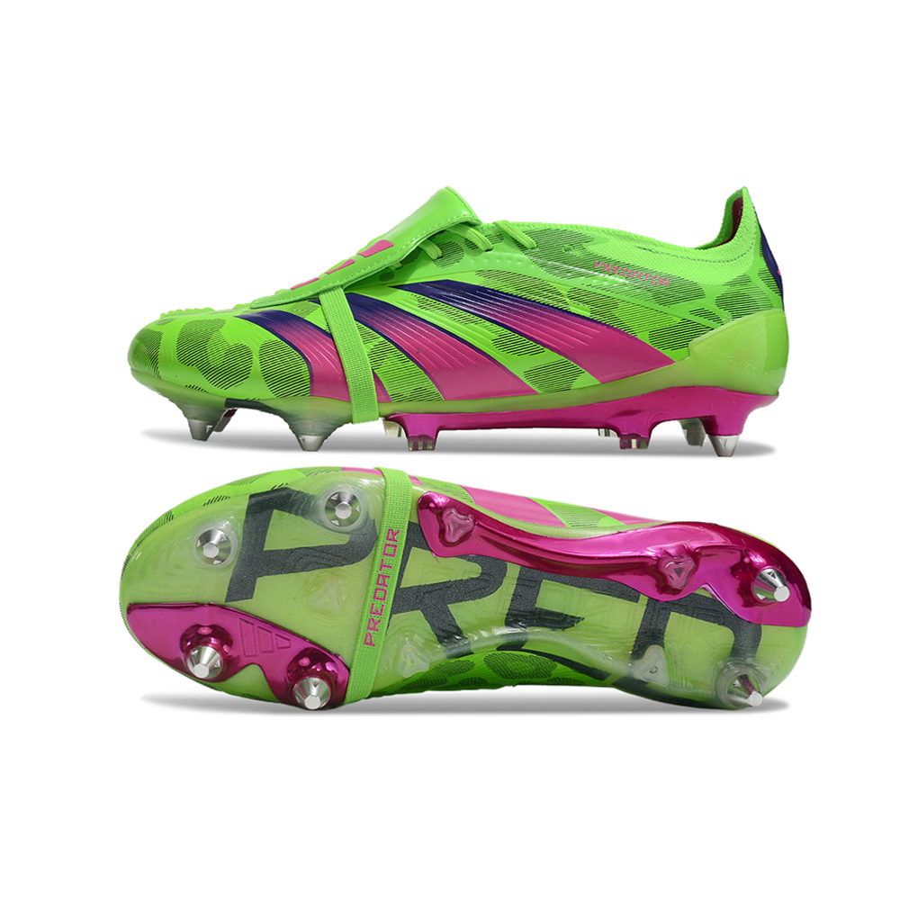 Chuteira Campo Adidas Predator Elite FT 30 Ponta de Aluminio Verde e Rosa