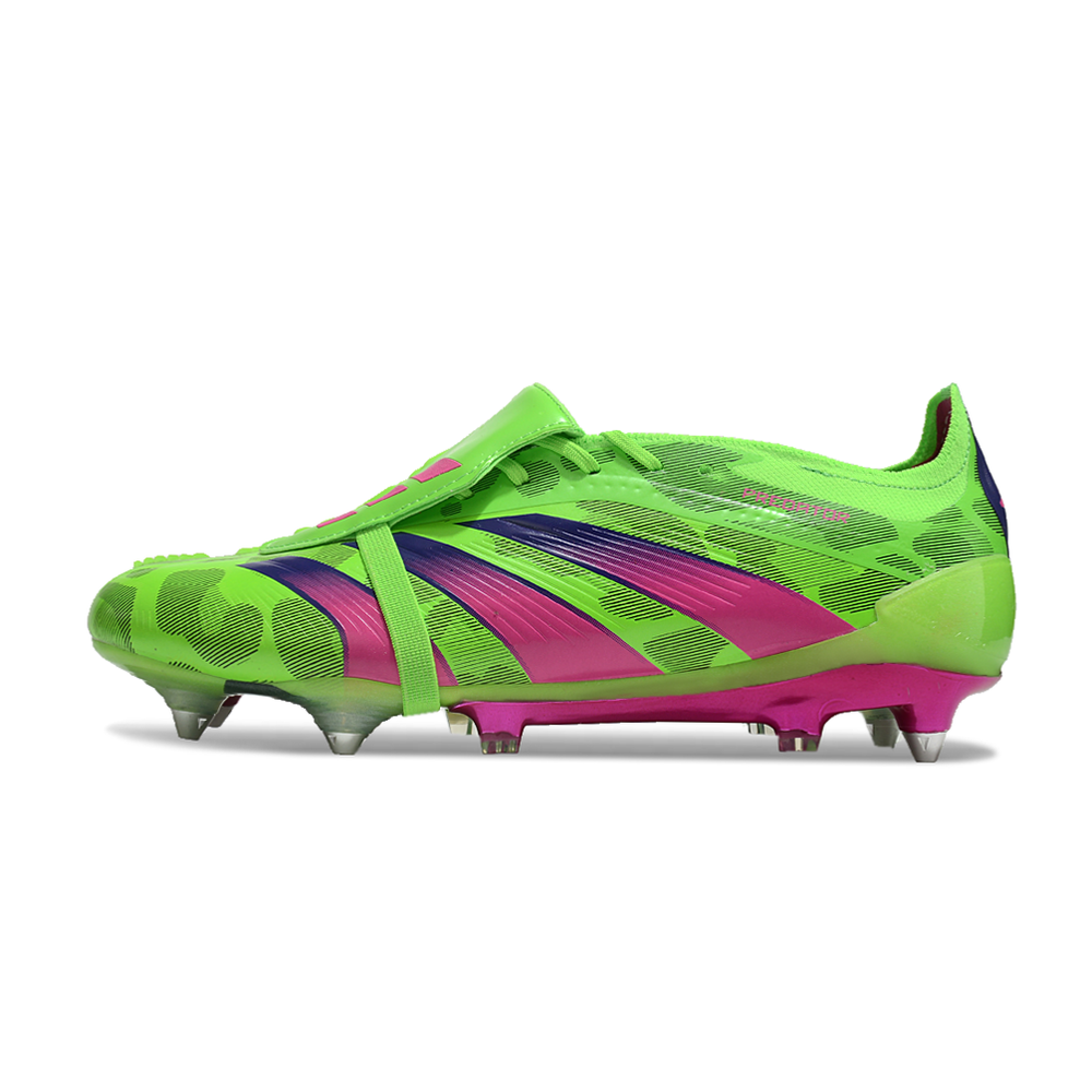 Chuteira Campo Adidas Predator Elite FT 30 Ponta de Aluminio Verde e Rosa