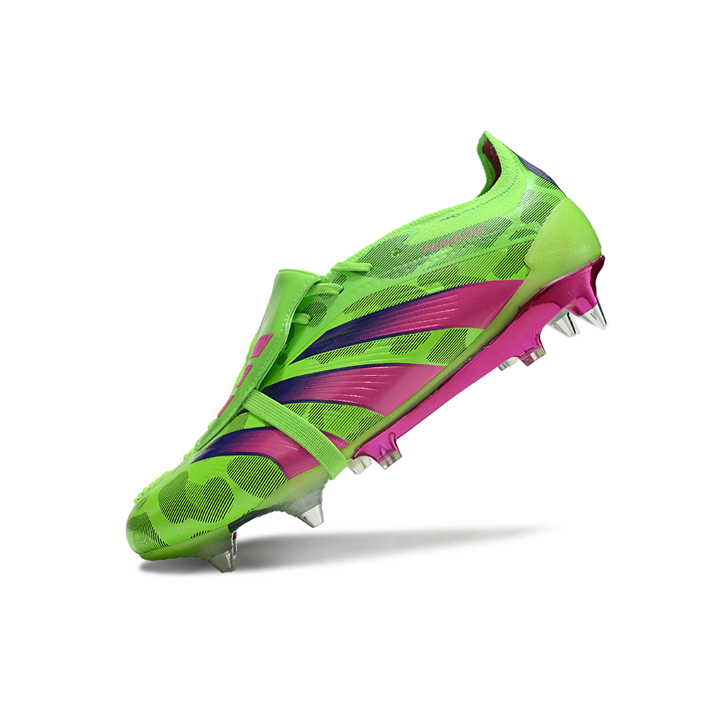 Chuteira Campo Adidas Predator Elite FT 30 Ponta de Aluminio Verde e Rosa