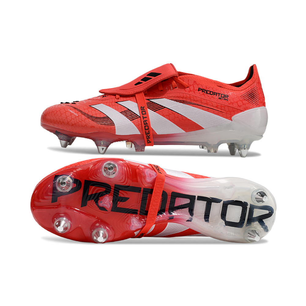 Chuteira Campo Adidas Predator Elite FT 30 Ponta de Aluminio Vermelha e Branca