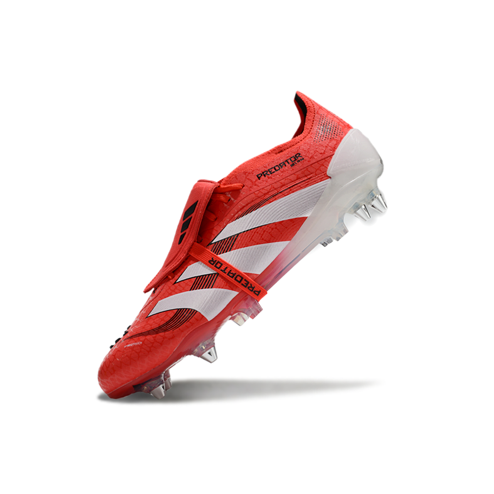 Chuteira Campo Adidas Predator Elite FT 30 Ponta de Aluminio Vermelha e Branca