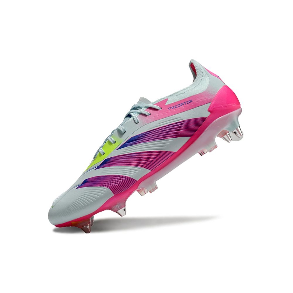 Chuteira Campo Adidas Predator Elite Ponta de Aluminio Branca e Rosa 