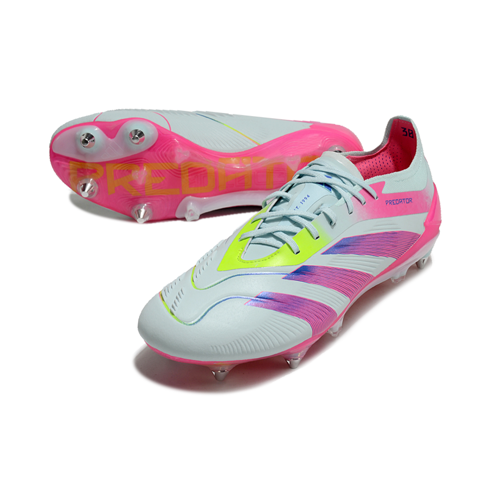 Chuteira Campo Adidas Predator Elite Ponta de Aluminio Branca e Rosa 