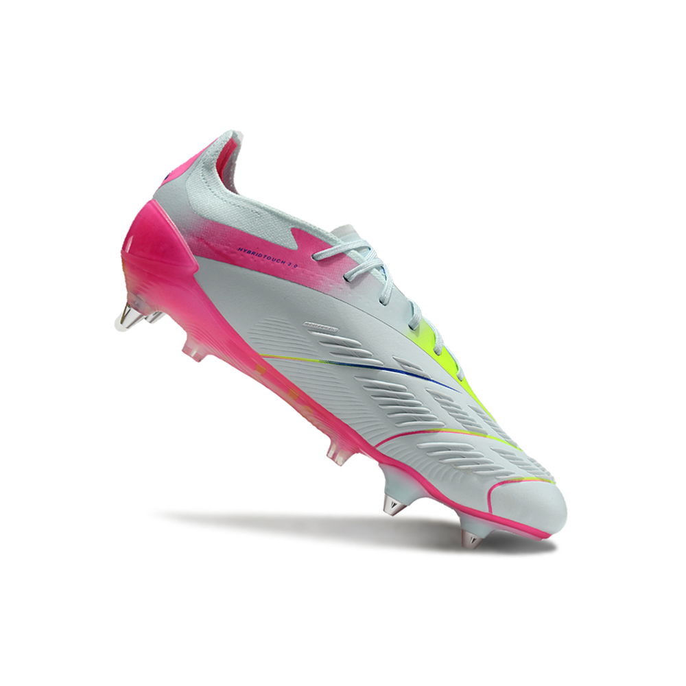Chuteira Campo Adidas Predator Elite Ponta de Aluminio Branca e Rosa 