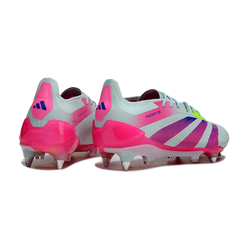 Chuteira Campo Adidas Predator Elite Ponta de Aluminio Branca e Rosa 