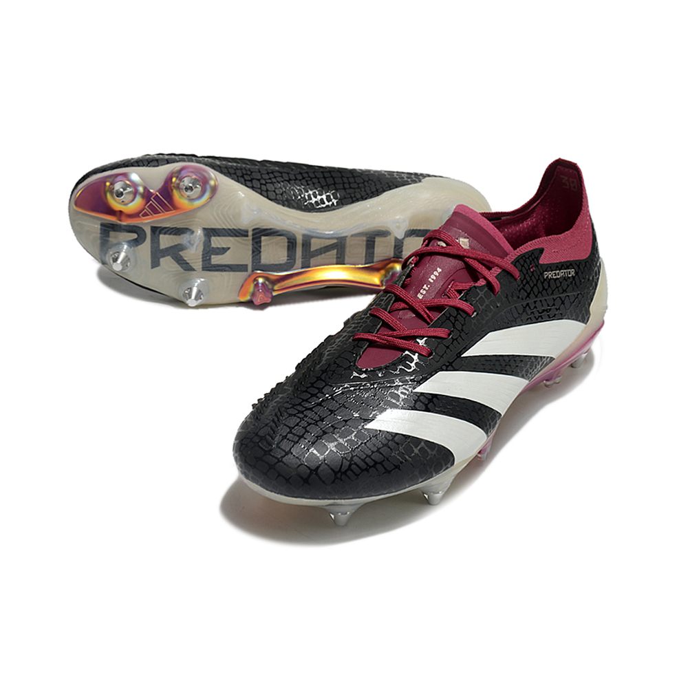 Chuteira Campo Adidas Predator Elite Ponta de Aluminio Preta e Roxa