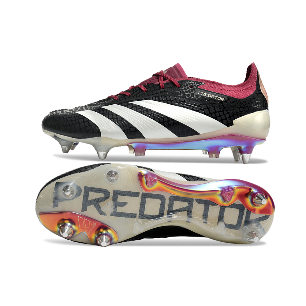 Chuteira Campo Adidas Predator Elite Ponta de Aluminio Preta e Roxa