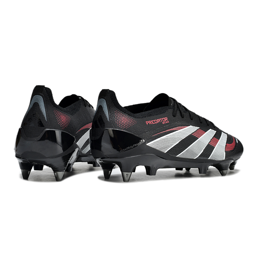 Chuteira Campo Adidas Predator Elite Ponta de Aluminio Preta e Vermelha 