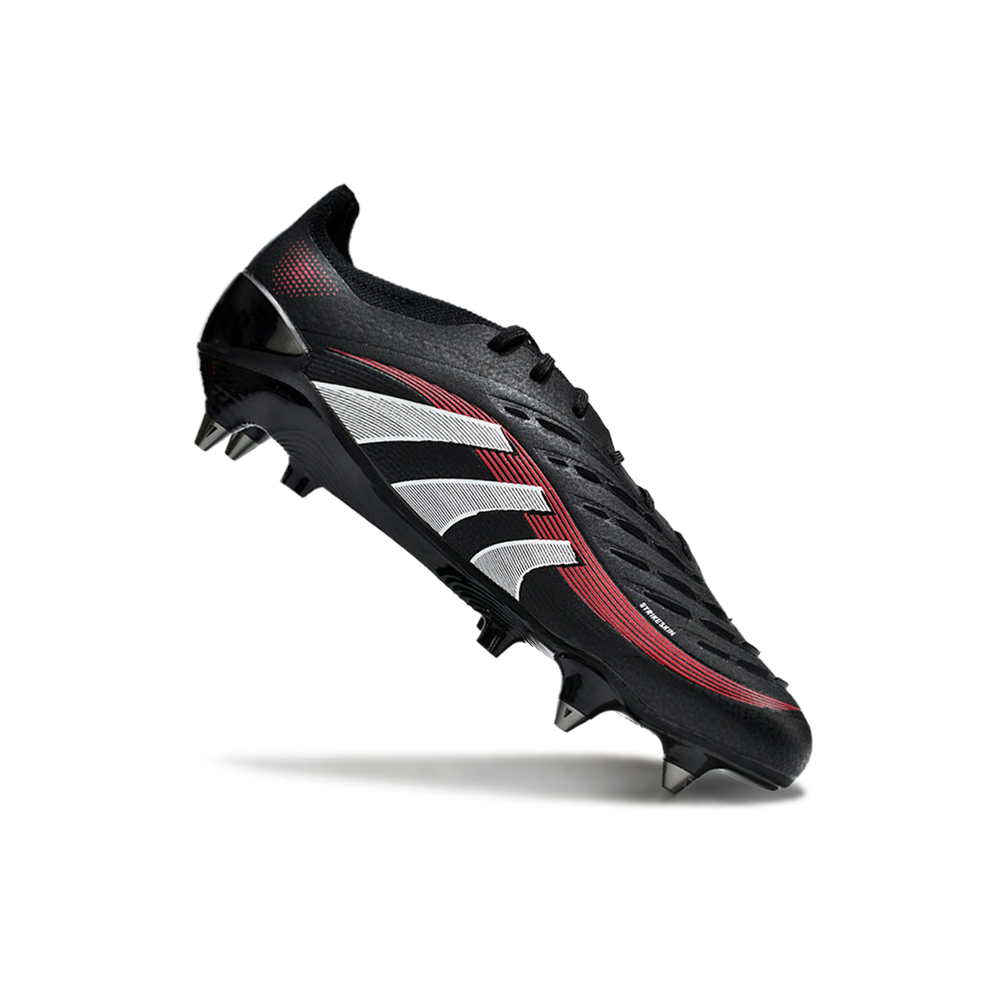 Chuteira Campo Adidas Predator Elite Ponta de Aluminio Preta e Vermelha 