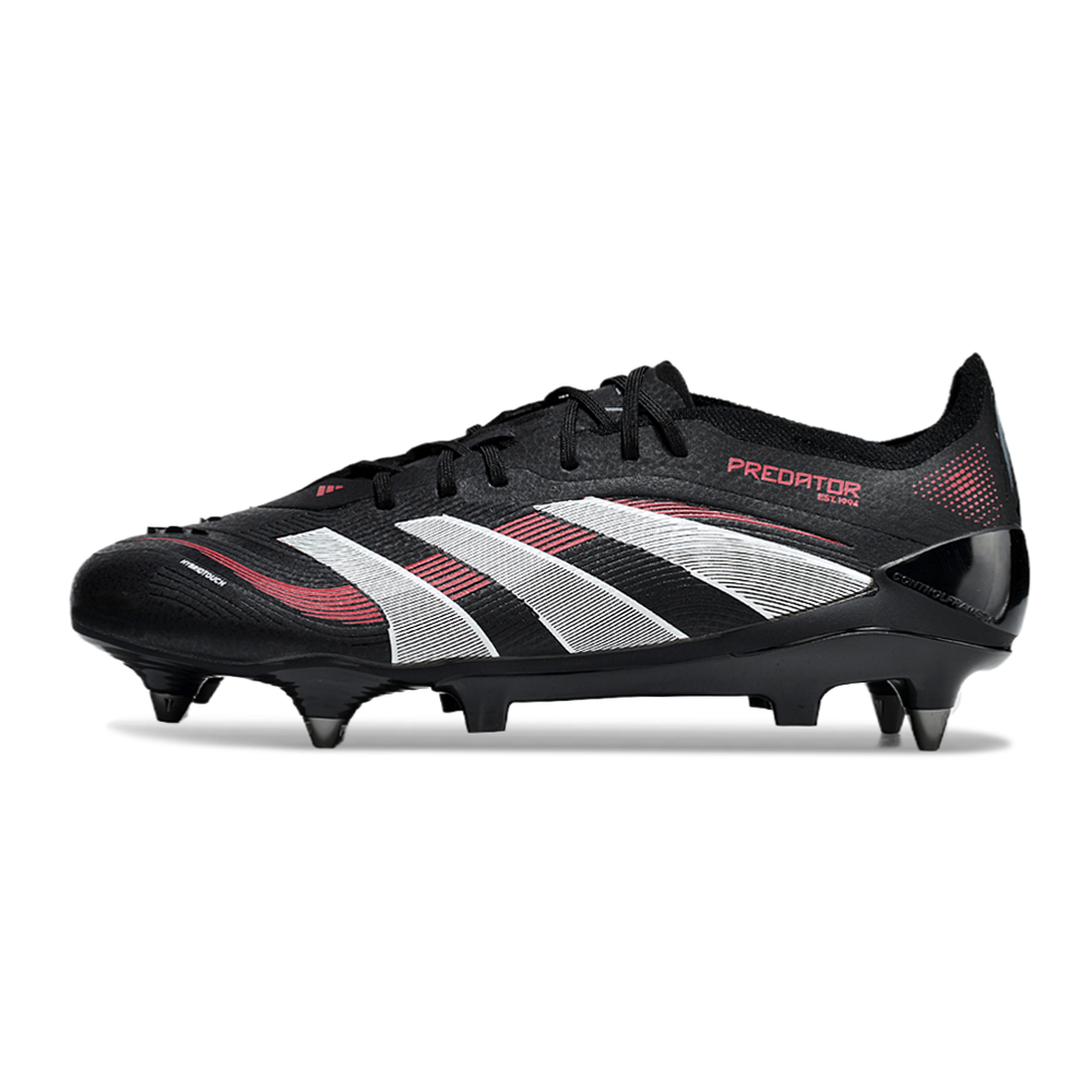 Chuteira Campo Adidas Predator Elite Ponta de Aluminio Preta e Vermelha 