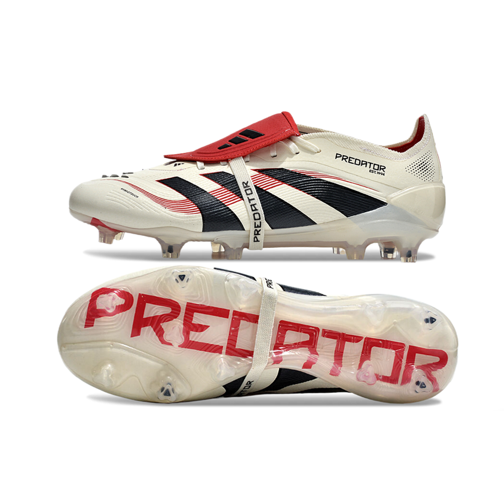 Chuteira Campo Adidas Predator FT 30 Elite FG Bege, Vermelha e Preta