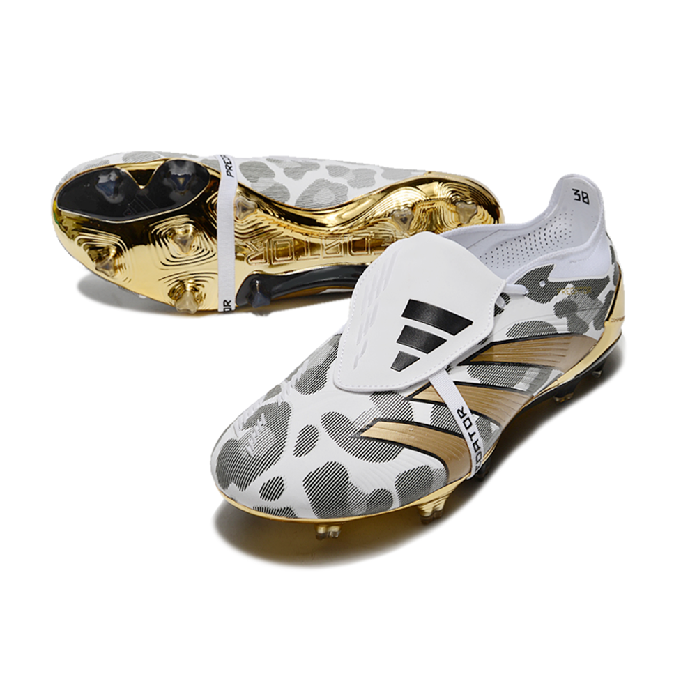 Chuteira Campo Adidas Predator FT 30 Elite FG Branca e Dourada 