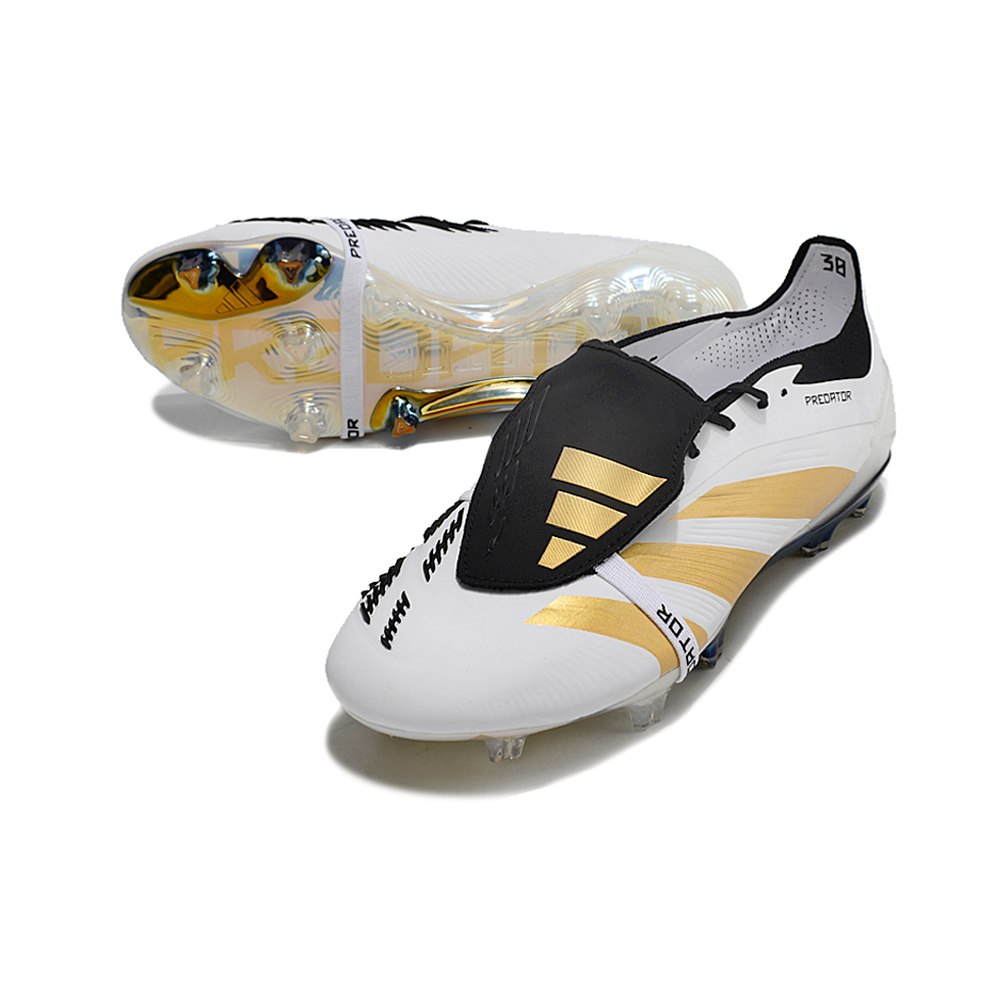 Chuteira Campo Adidas Predator FT 30 Elite FG Branca, Dourada e Preta