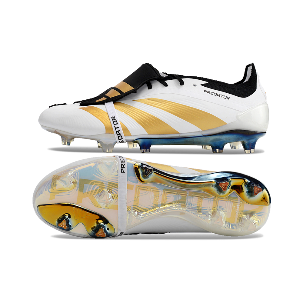 Chuteira Campo Adidas Predator FT 30 Elite FG Branca, Dourada e Preta