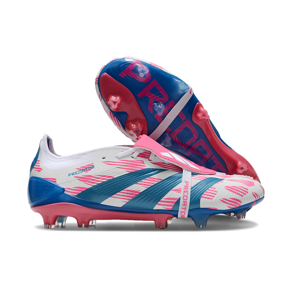 Chuteira Campo Adidas Predator FT 30 Elite FG Branca, Rosa e Azul 