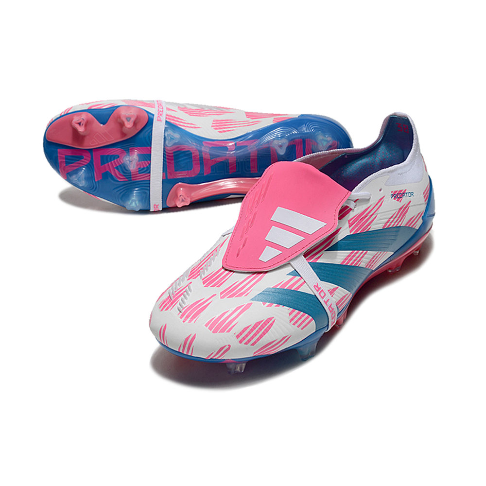 Chuteira Campo Adidas Predator FT 30 Elite FG Branca, Rosa e Azul 