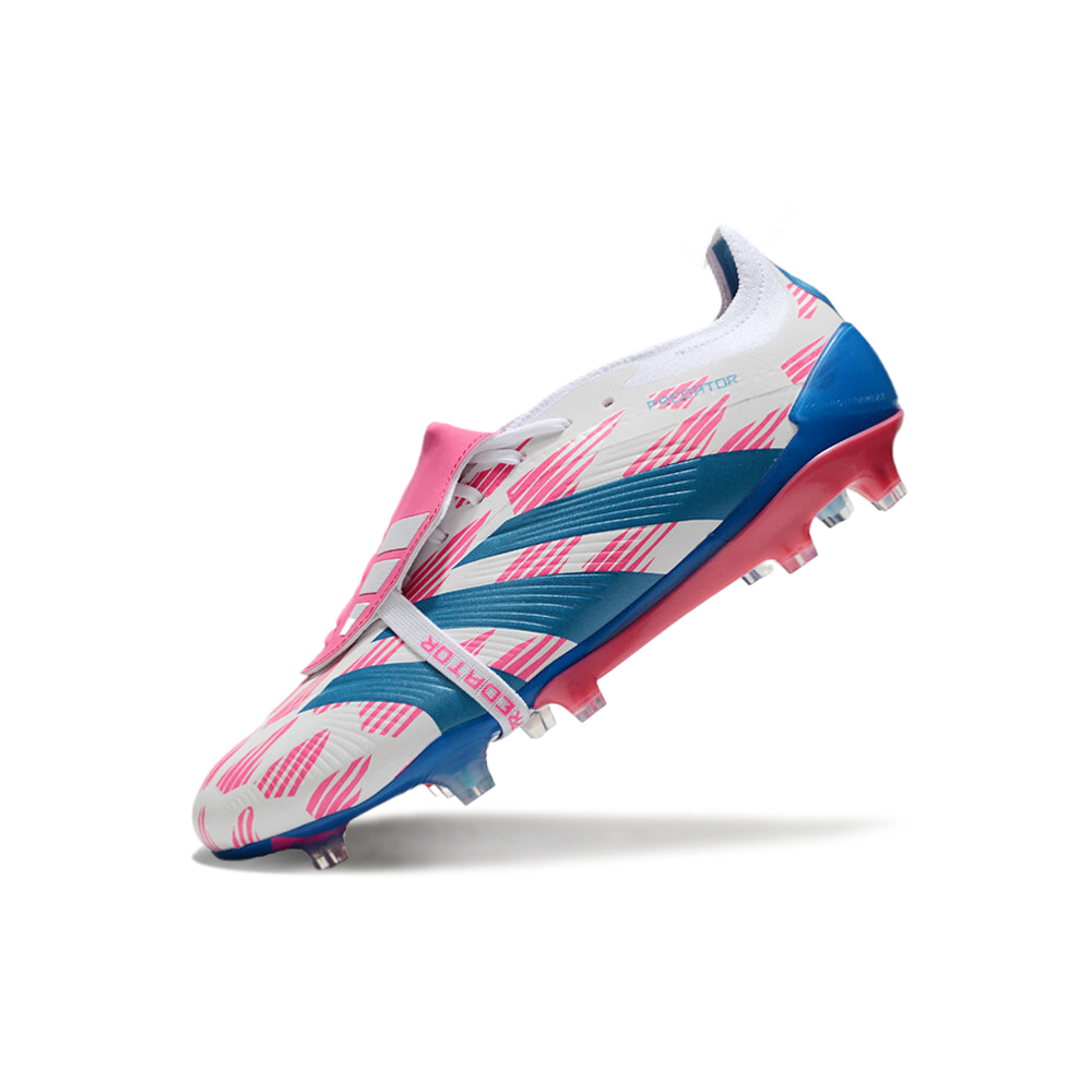 Chuteira Campo Adidas Predator FT 30 Elite FG Branca, Rosa e Azul 