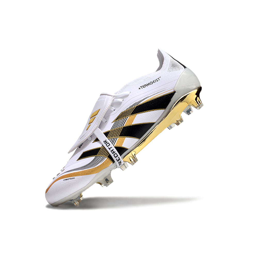 Chuteira Campo Adidas Predator FT 30 Elite FG Branco, Dourado e Preto 