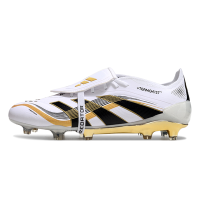 Chuteira Campo Adidas Predator FT 30 Elite FG Branco, Dourado e Preto 