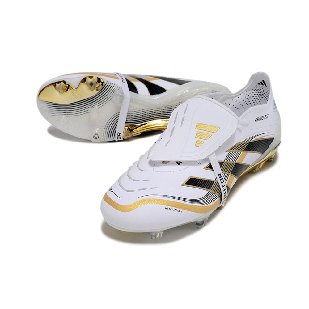 Chuteira Campo Adidas Predator FT 30 Elite FG Branco, Dourado e Preto 