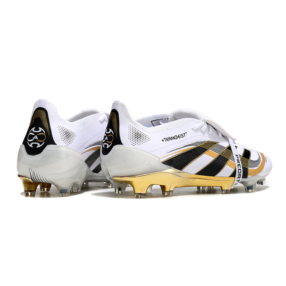 Chuteira Campo Adidas Predator FT 30 Elite FG Branco, Dourado e Preto 