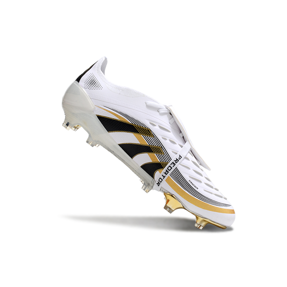 Chuteira Campo Adidas Predator FT 30 Elite FG Branco, Dourado e Preto 